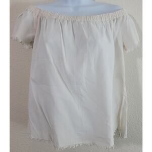 Cloth & Stone Anthropologie Cream Off The Shoulder Frayed Hem Top S Lightweight